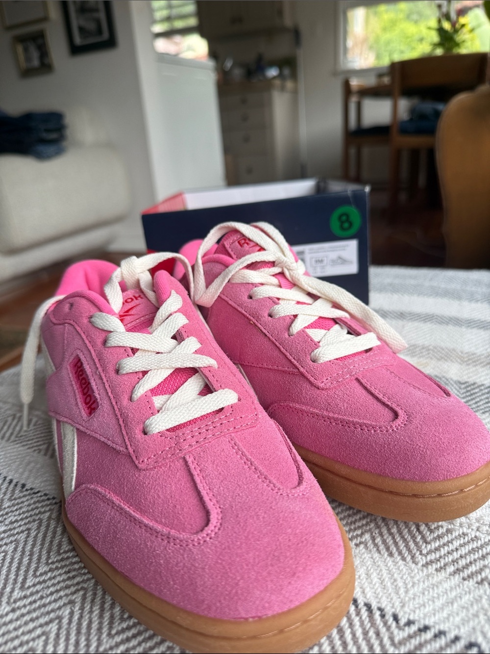 Reebok Pink Suede Sneakers with Gum Sole